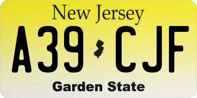 NJ license plate A39CJF