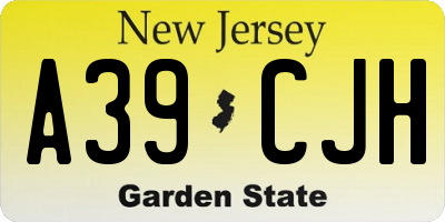 NJ license plate A39CJH