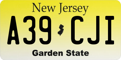 NJ license plate A39CJI