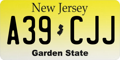 NJ license plate A39CJJ