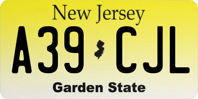 NJ license plate A39CJL