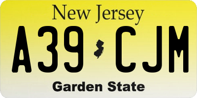 NJ license plate A39CJM