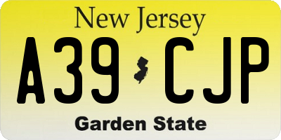 NJ license plate A39CJP