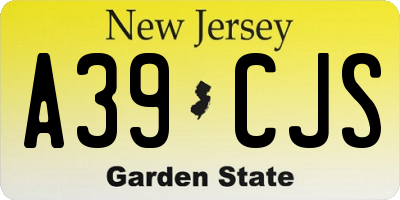 NJ license plate A39CJS