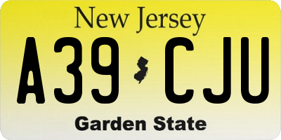 NJ license plate A39CJU