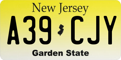 NJ license plate A39CJY