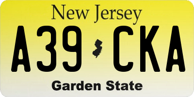 NJ license plate A39CKA