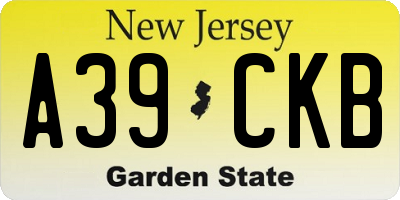 NJ license plate A39CKB
