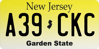 NJ license plate A39CKC