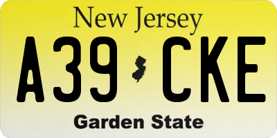 NJ license plate A39CKE