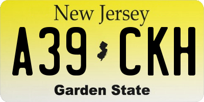 NJ license plate A39CKH