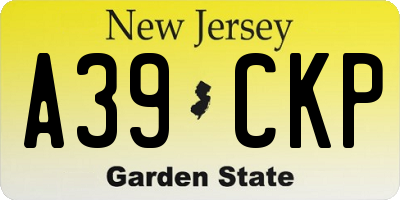 NJ license plate A39CKP