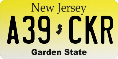 NJ license plate A39CKR