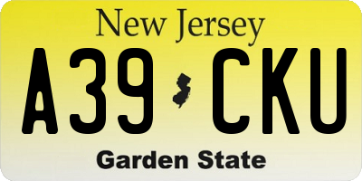 NJ license plate A39CKU