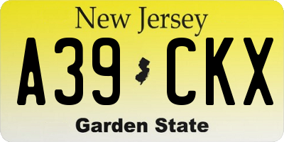 NJ license plate A39CKX