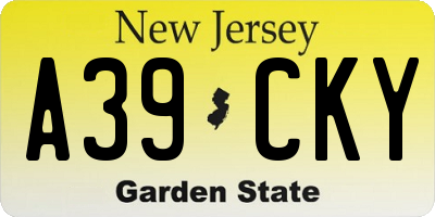 NJ license plate A39CKY
