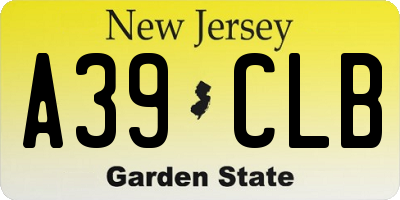 NJ license plate A39CLB
