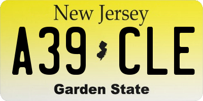 NJ license plate A39CLE