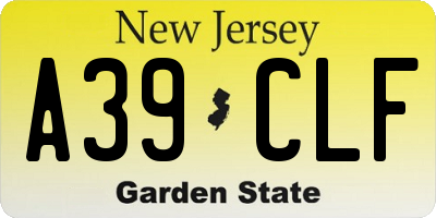 NJ license plate A39CLF