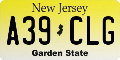 NJ license plate A39CLG