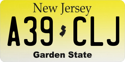 NJ license plate A39CLJ