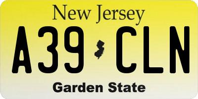 NJ license plate A39CLN