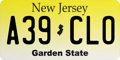 NJ license plate A39CLO