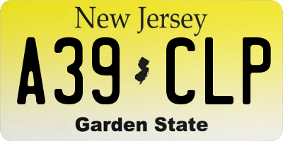 NJ license plate A39CLP