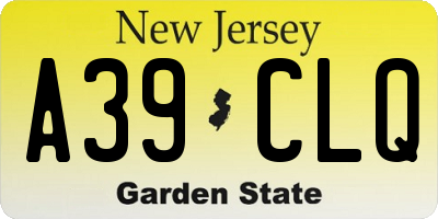 NJ license plate A39CLQ