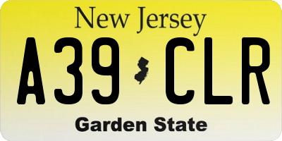 NJ license plate A39CLR