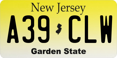 NJ license plate A39CLW
