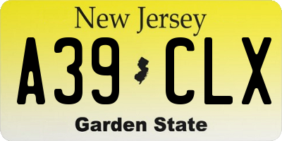 NJ license plate A39CLX