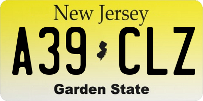 NJ license plate A39CLZ