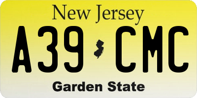 NJ license plate A39CMC