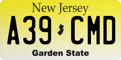 NJ license plate A39CMD
