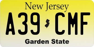 NJ license plate A39CMF
