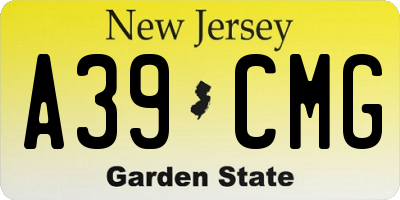 NJ license plate A39CMG