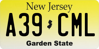 NJ license plate A39CML