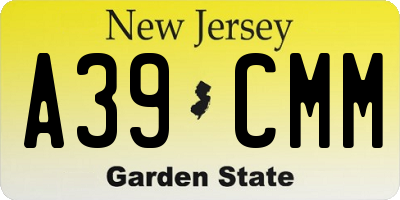 NJ license plate A39CMM