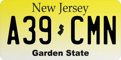 NJ license plate A39CMN