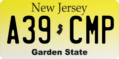 NJ license plate A39CMP