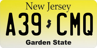 NJ license plate A39CMQ