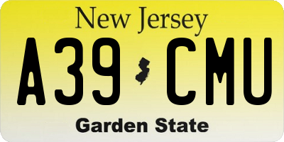 NJ license plate A39CMU