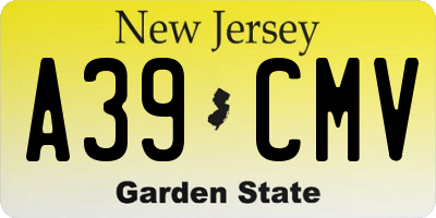 NJ license plate A39CMV