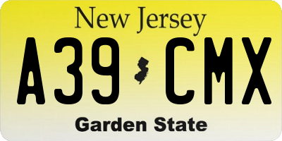 NJ license plate A39CMX