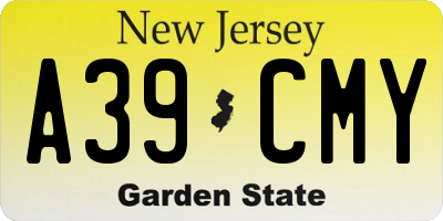 NJ license plate A39CMY