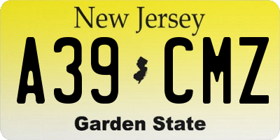 NJ license plate A39CMZ