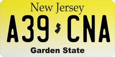 NJ license plate A39CNA