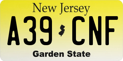 NJ license plate A39CNF