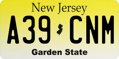 NJ license plate A39CNM